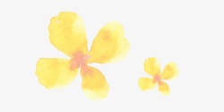 黄色唯美水彩四瓣花装饰图案素材