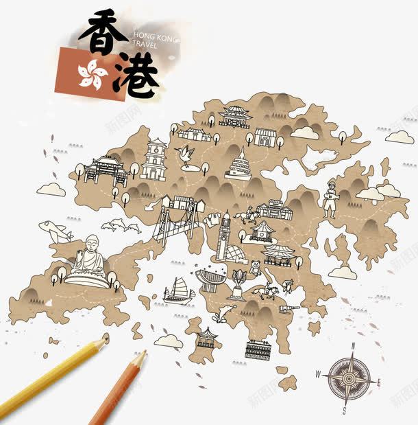 手绘香港旅游指南路线图png免抠素材_88icon https://88icon.com 中华人民共和国香港特别行政区 中国香港 小吃 建筑地标 手绘 手绘香港 旅游指南 老香港小吃店 购物 路线图 香港