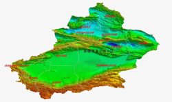 绿色新疆地图素材