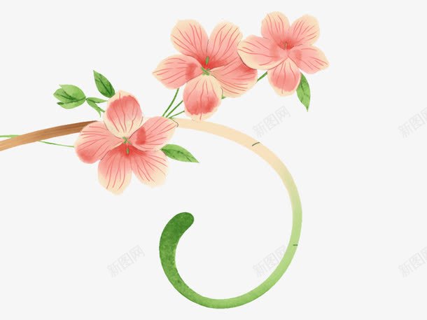 手绘粉色鲜花png免抠素材_88icon https://88icon.com 叶子 手绘鲜花 植物 水彩 粉色的花 鲜花