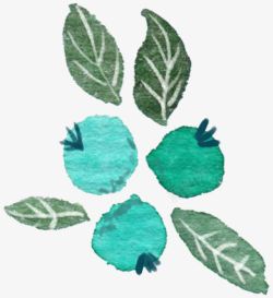 创意蓝色的果实绿色的树叶素材