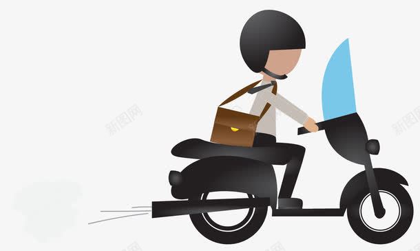 骑摩托车的人png免抠素材_88icon https://88icon.com 人物 公文包 排气 摩托车