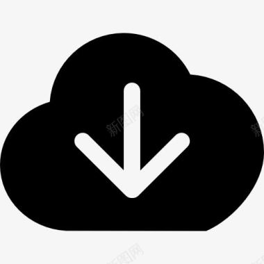 黑云界面符号与向下箭头在图标图标