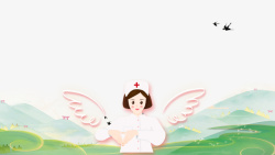 护士节护士翅膀白衣天使草地素材