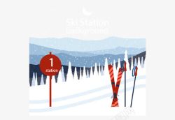 滑雪环境矢量图素材