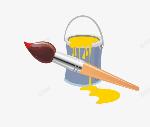 黄色油画笔png免抠素材_88icon https://88icon.com 卡通 图案 油画染料 油画用品 油画笔