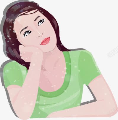 思考的女孩矢量图ai免抠素材_88icon https://88icon.com 卡通女孩 思考的女孩 手绘女孩 矢量图