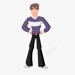 时尚简约紫色上衣站姿男子素材