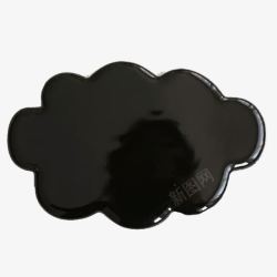 黑色花状立体简约家用陶瓷盘子素材