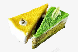 青黄奶油三角蛋糕素材