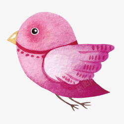 紫色水彩绘画鸟儿矢量图素材