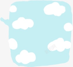 可爱云朵蓝色漫画框素材