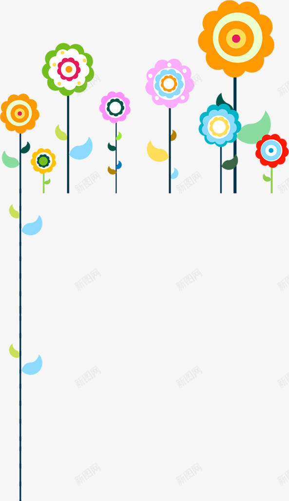 彩色手绘花朵边框可作装饰png免抠素材_88icon https://88icon.com 彩色 花朵 花边 装饰图案 边框