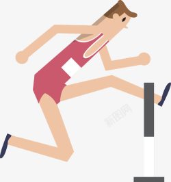卡通男生体育运动健身锻炼跨栏素材