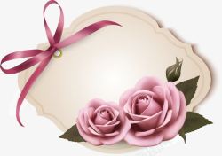 粉色玫瑰花标签素材