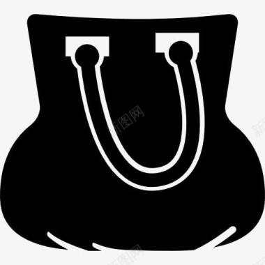 女性黑色手提包侧面图标图标
