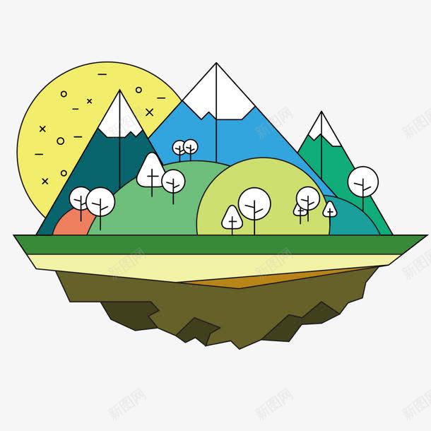 彩绘山石矢量图ai免抠素材_88icon https://88icon.com 小山 山包 山峰 插画 绘画 矢量图