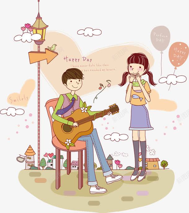 男孩弹吉它给女孩png免抠素材_88icon https://88icon.com 女孩子 爱心 男孩子