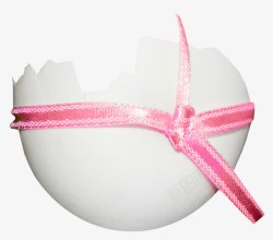 粉色彩带装饰残缺蛋壳素材