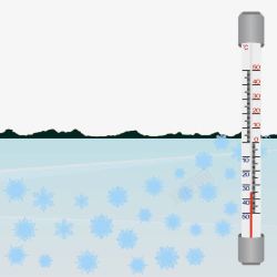 矢量蓝色温度计手绘水温测试高清图片