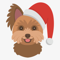 戴着红色圣诞帽的小狗素材