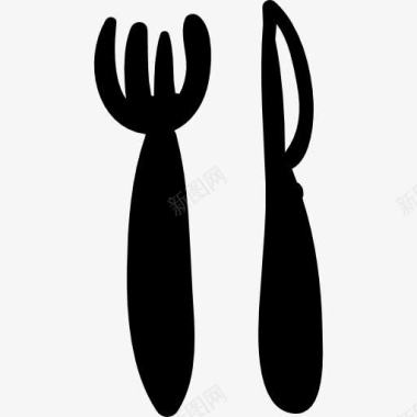 吃餐厅手绘的刀和叉图标图标