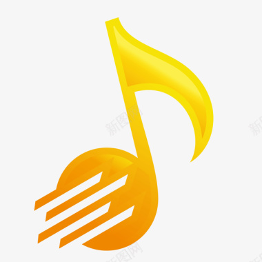 中国传统图案黄色创意音乐图标矢量图图标