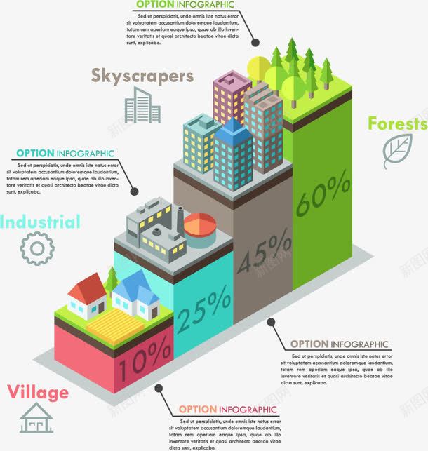 创意PPT元素矢量图eps免抠素材_88icon https://88icon.com 3D信息图表 PPT信息图表 PPT图表 信息图表 信息标签 商务金融 楼层 演示图形 阶梯 矢量图