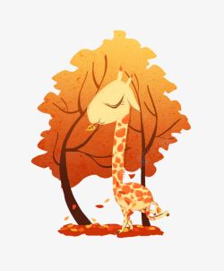 长颈鹿吃树叶素材