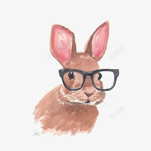 戴眼镜的小兔子png免抠素材_88icon https://88icon.com 小兔子 手绘 文艺 眼镜
