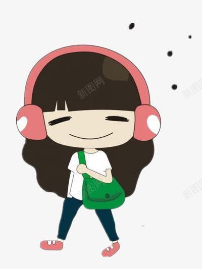 听歌的女孩png免抠素材_88icon https://88icon.com 卡通 听歌的人 耳麦 音乐