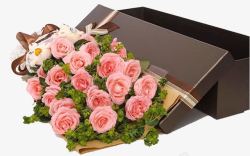 粉色玫瑰花礼物盒素材