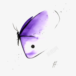 手绘卡通紫色蝴蝶素材