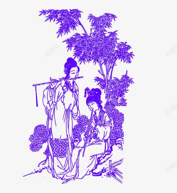 青花仕女图png免抠素材_88icon https://88icon.com 乐器 古代仕女图 笛子 美女 青花仕女图 音乐