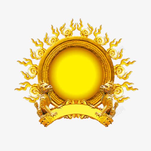 金色太阳png免抠素材_88icon https://88icon.com 中国风 太阳 狮 金色