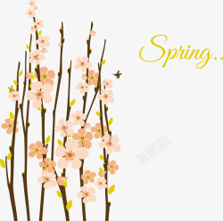 春天开花景象元素矢量图素材