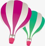 创意扁平手绘空中的热气球素材