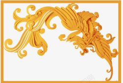 黄色凤凰雕刻中国风动物神兽素材