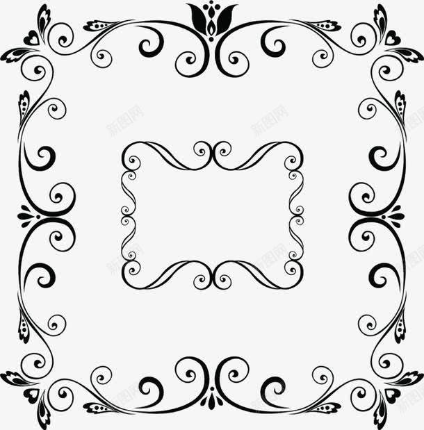 欧式对称黑色花纹png免抠素材_88icon https://88icon.com 对称 欧式 花纹 黑色