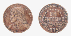 棕色1975年的古代硬币实物素材