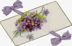 手绘紫色花朵蝴蝶结素材