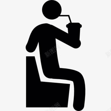 喝高的人坐着的人喝汽水图标图标