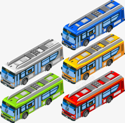 彩色公交车交通工具矢量图素材