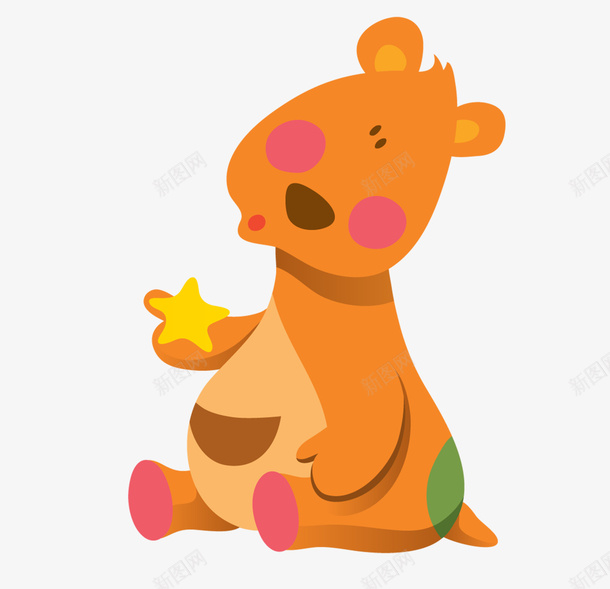 可爱的小动物袋鼠png免抠素材_88icon https://88icon.com 动物 可爱 星星 袋鼠