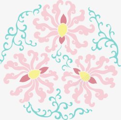 中秋节绿粉色花纹素材