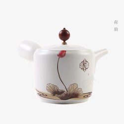 亚光陶瓷泡茶茶壶荷韵高清图片