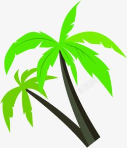 手绘创意绿色的椰子树素材