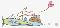 小兔飞机卡通装饰图素材