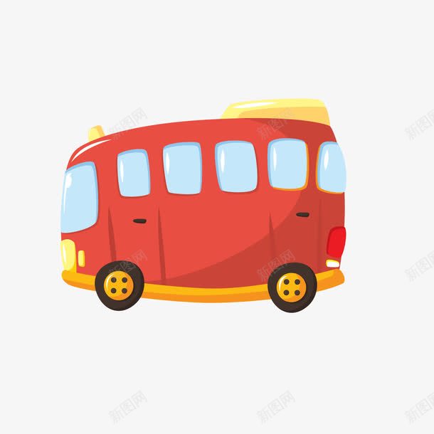 红色巴士png免抠素材_88icon https://88icon.com 交通工具 公交 卡通 巴士 手绘 窗户 红色 黄色