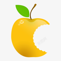 黄色质感咬一口苹果矢量图素材